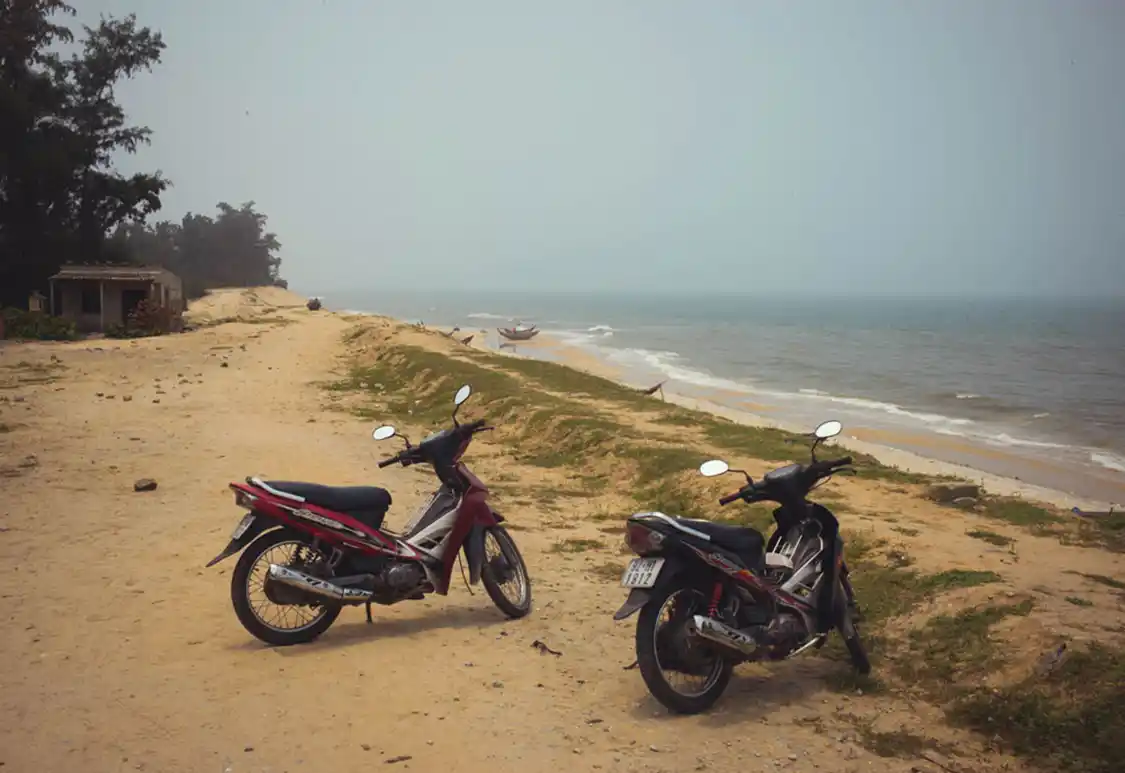 Two wheeler at scenic ocean view