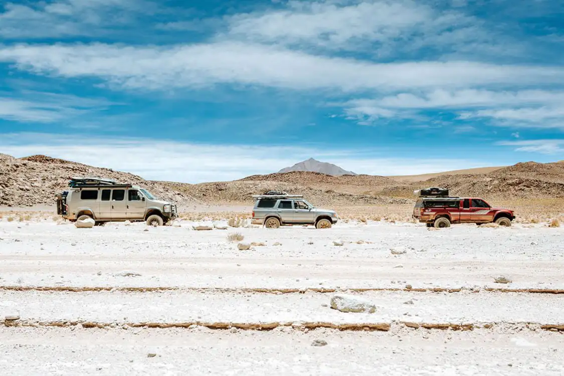 North American convoy traveling in Bolivia North American convoy traveling in Bolivia