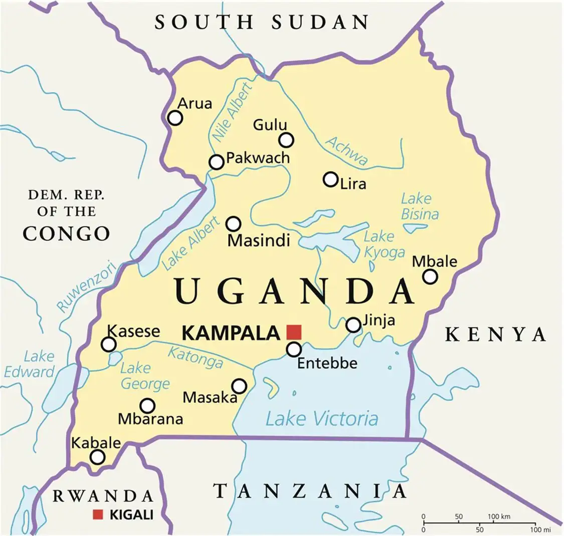 map of Uganda