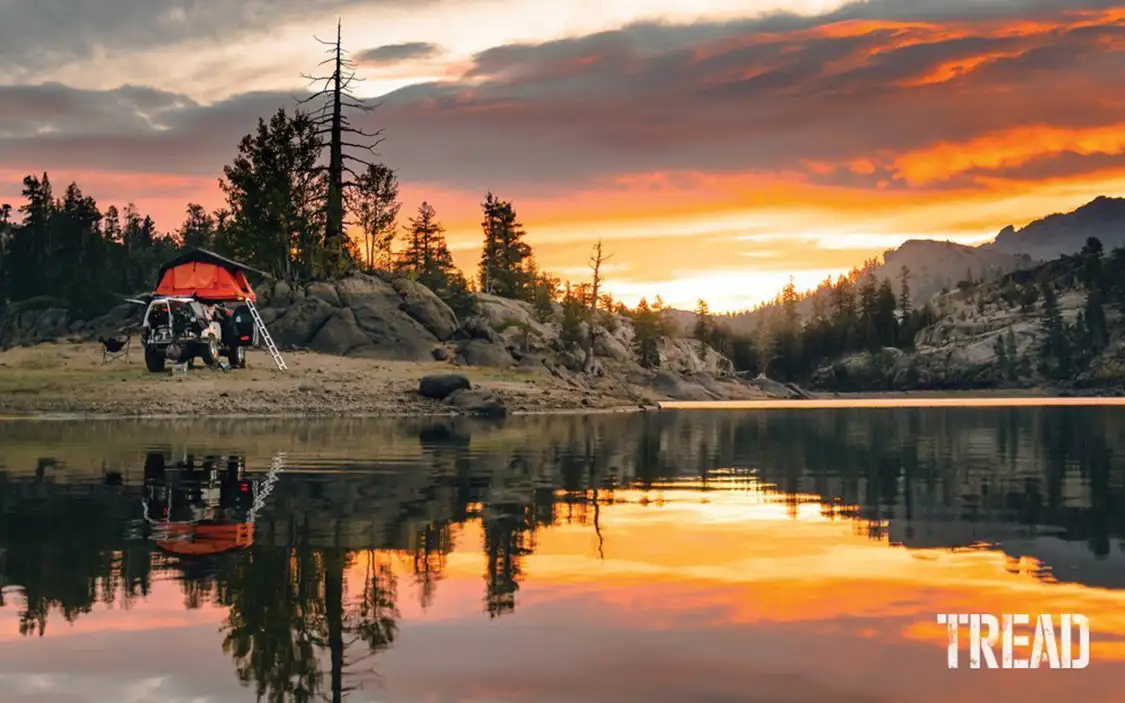 Lakeside camping with no one else in sight Lakeside camping with no one else in sight