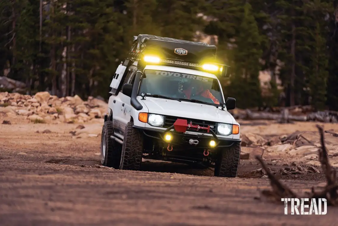 The Montero’s Baja Designs lights up top, down below The Montero’s Baja Designs lights up top, down below