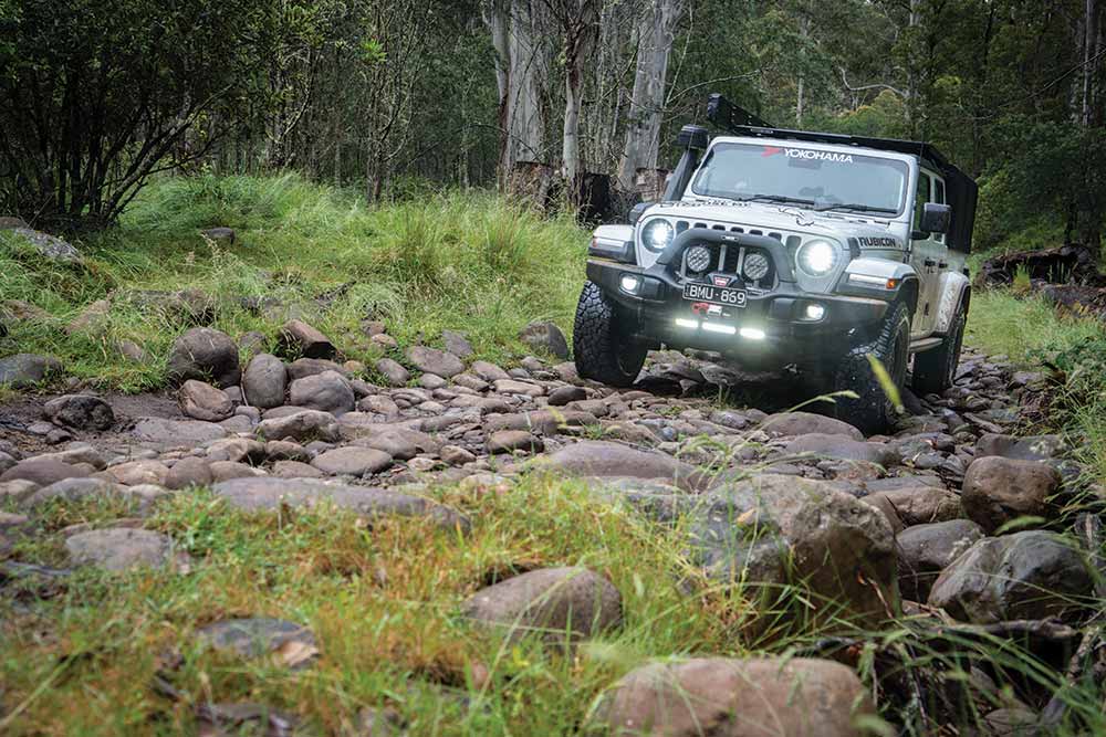 Jeep Gladiator on a rocky trail