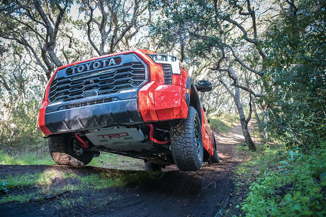 The 2022 Tundra TRD Pro easily finds traction with the tires on the ground