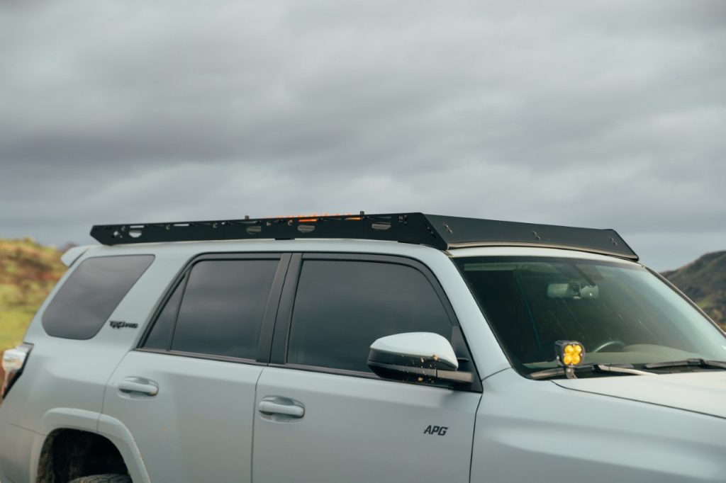 Gray 4Runner with black roof rack by Sherpa Equipment