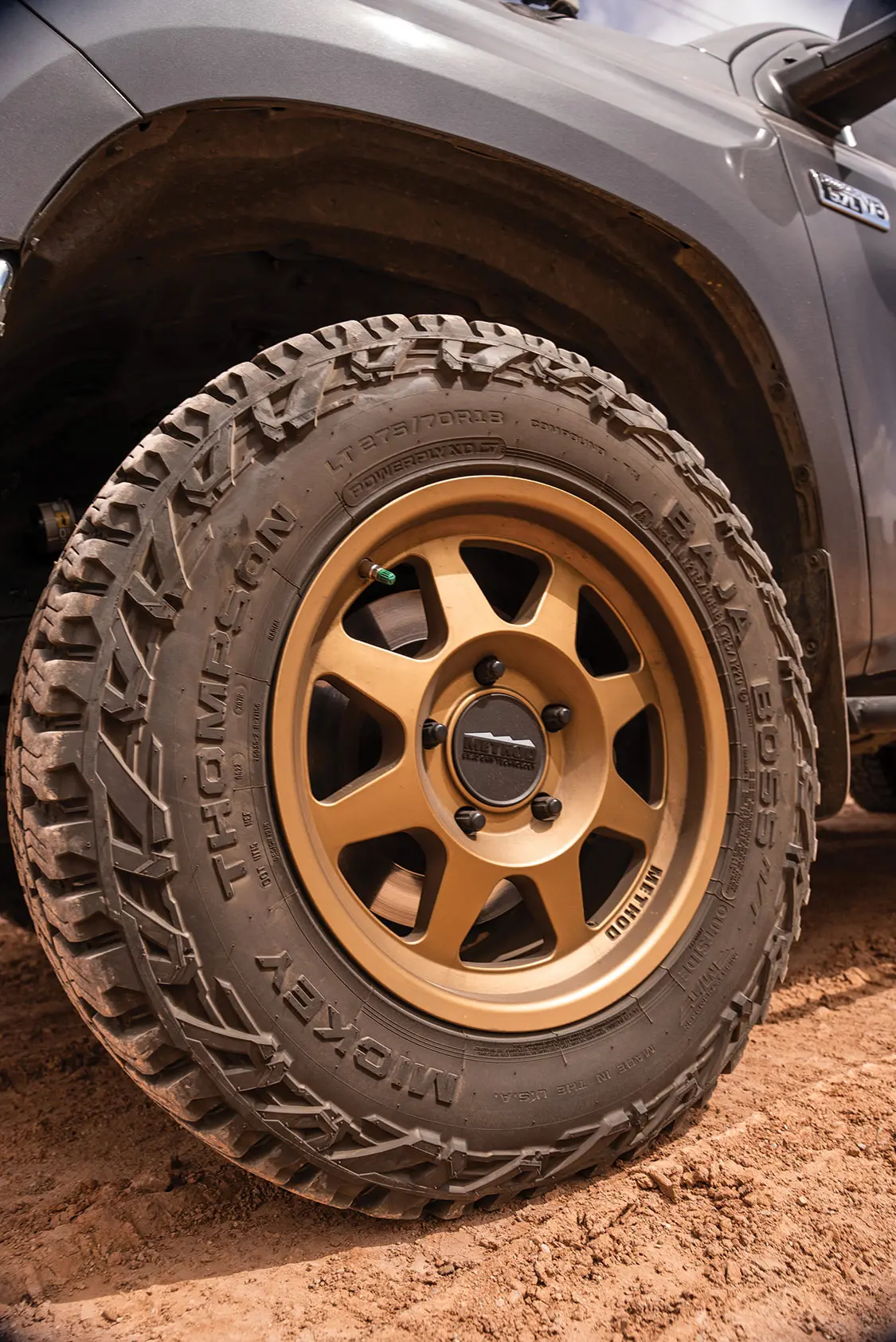 The 33-inch Mickey Thompsons wrap Method Race wheels