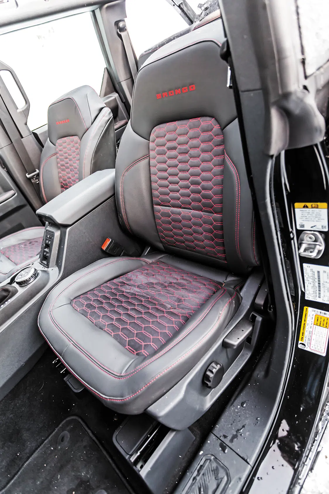 RFS motorsports custom black leather and suede inserts with sunset stitching and matching arm